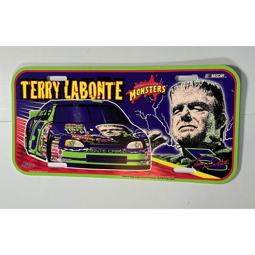 VTG 90s NASCAR Frankenstein Terry Labonte Halloween Wincraft License Plate